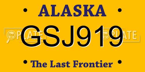 GSJ919 Alaska License Plate