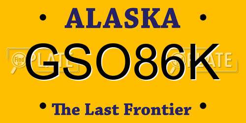 GSO86K Alaska License Plate