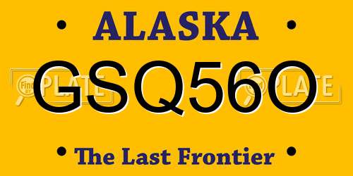 GSQ56O Alaska License Plate