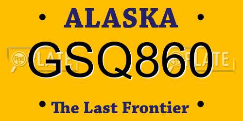 GSQ860 Alaska License Plate