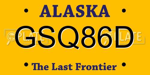 GSQ86D Alaska License Plate