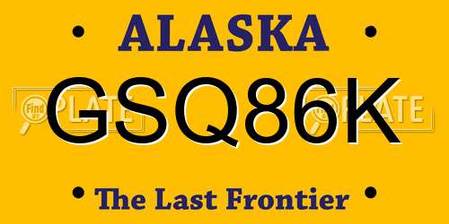GSQ86K Alaska License Plate