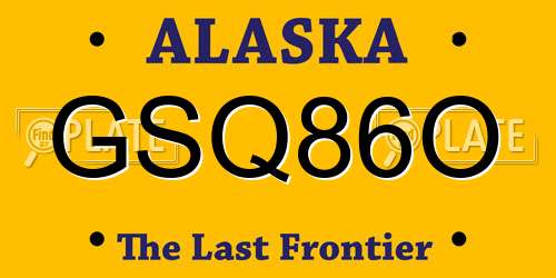 GSQ86O Alaska License Plate