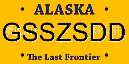 GSSZSDD Alaska License Plate