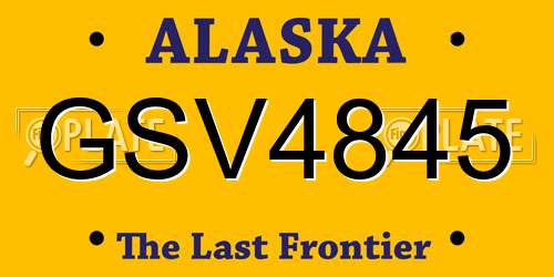 GSV4845 Alaska License Plate