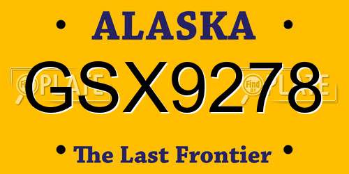 GSX9278 Alaska License Plate