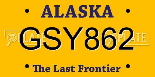 GSY862 Alaska License Plate