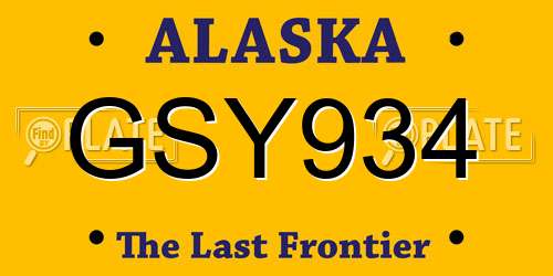 GSY934 Alaska License Plate