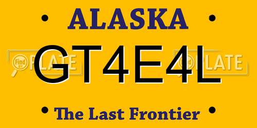 GT4E4L Alaska License Plate