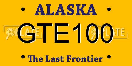 GTE100 Alaska License Plate