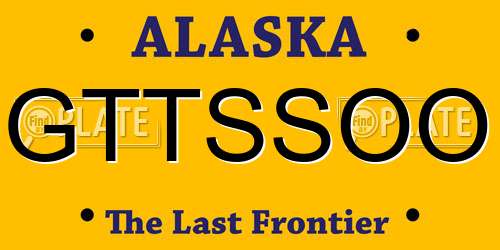 GTTSSOO Alaska License Plate