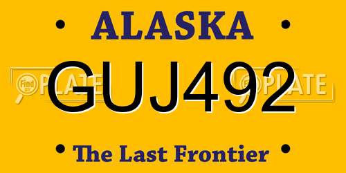 GUJ492 Alaska License Plate