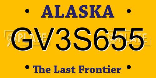 GV3S655 Alaska License Plate