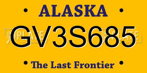 GV3S685 Alaska License Plate