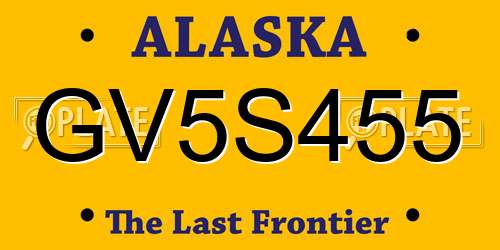 GV5S455 Alaska License Plate