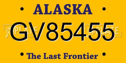 GV85455 Alaska License Plate