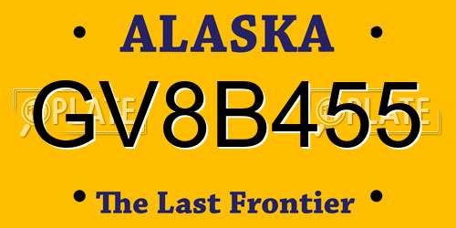 GV8B455 Alaska License Plate