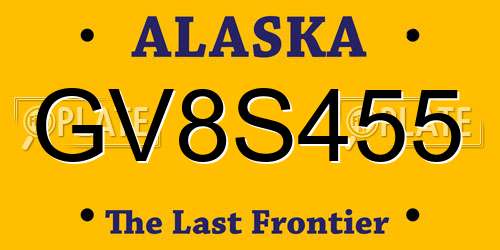 GV8S455 Alaska License Plate