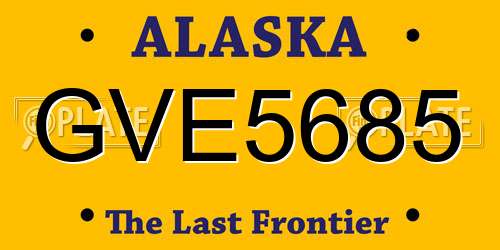 GVE5685 Alaska License Plate