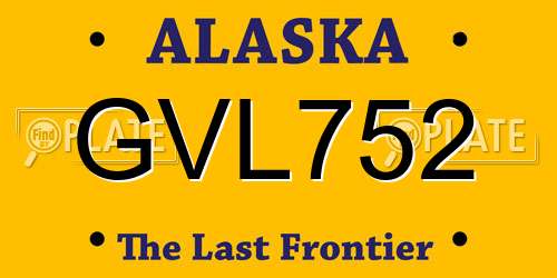 GVL752 Alaska License Plate