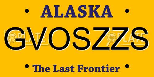 GVOSZZS Alaska License Plate