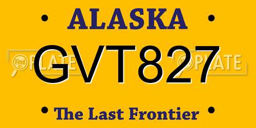 GVT827 Alaska License Plate