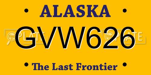 GVW626 Alaska License Plate