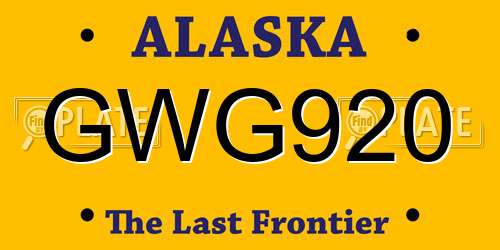 GWG920 Alaska License Plate