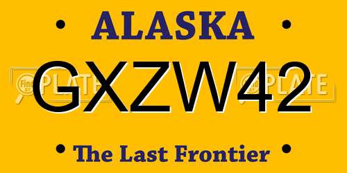 GXZW42 Alaska License Plate