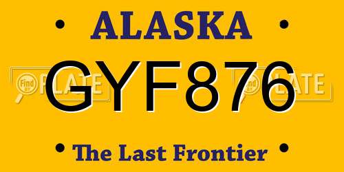 GYF876 Alaska License Plate