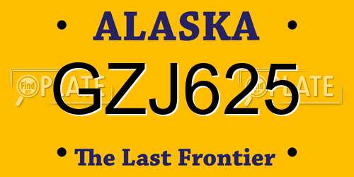 GZJ625 Alaska License Plate