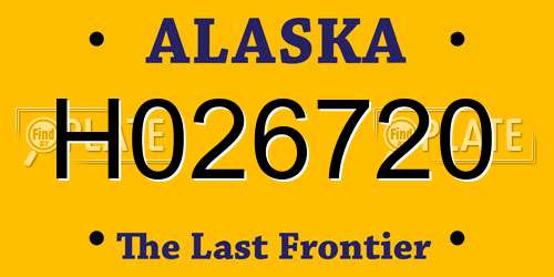 H026720 Alaska License Plate