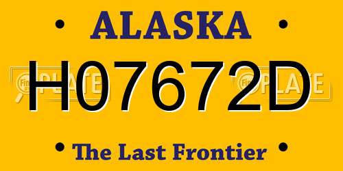 H07672D Alaska License Plate