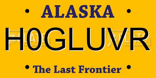 H0GLUVR Alaska License Plate