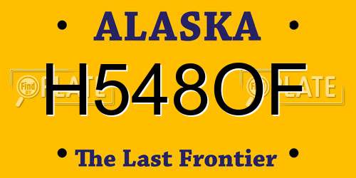 H548OF Alaska License Plate
