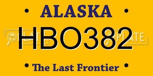 HBO382 Alaska License Plate