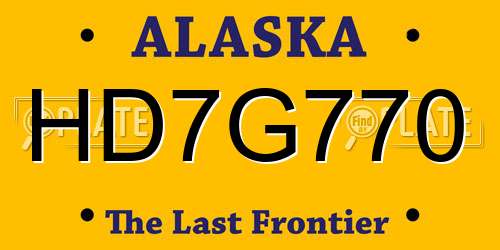 HD7G770 Alaska License Plate