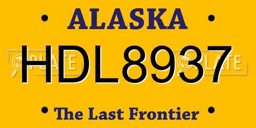 HDL8937 Alaska License Plate