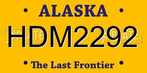 HDM2292 Alaska License Plate