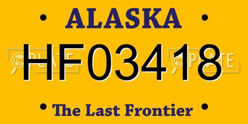 HF03418 Alaska License Plate