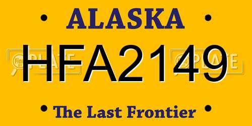 HFA2149 Alaska License Plate