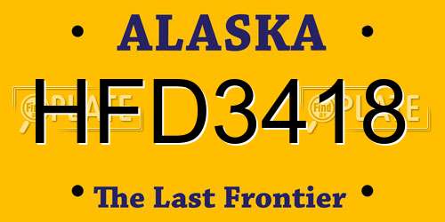 HFD3418 Alaska License Plate