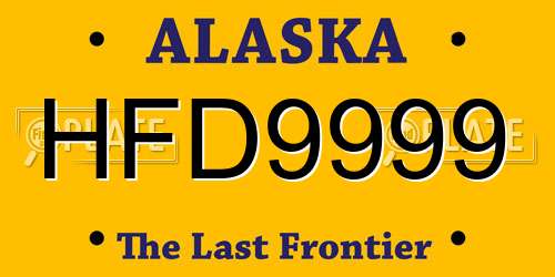 HFD9999 Alaska License Plate