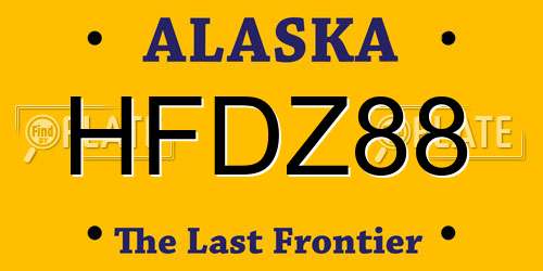 HFDZ88 Alaska License Plate