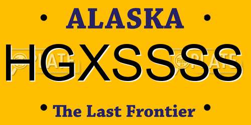 HGXSSSS Alaska License Plate