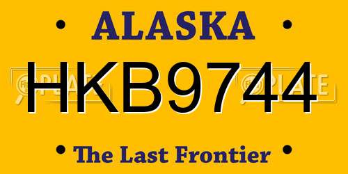 HKB9744 Alaska License Plate