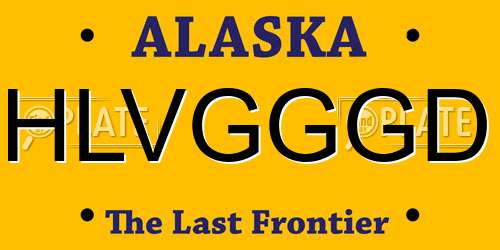 HLVGGGD Alaska License Plate