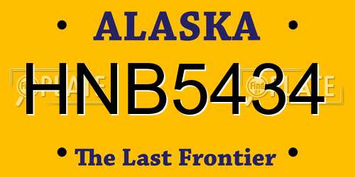 HNB5434 Alaska License Plate