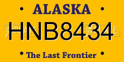 HNB8434 Alaska License Plate