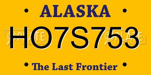 HO7S753 Alaska License Plate